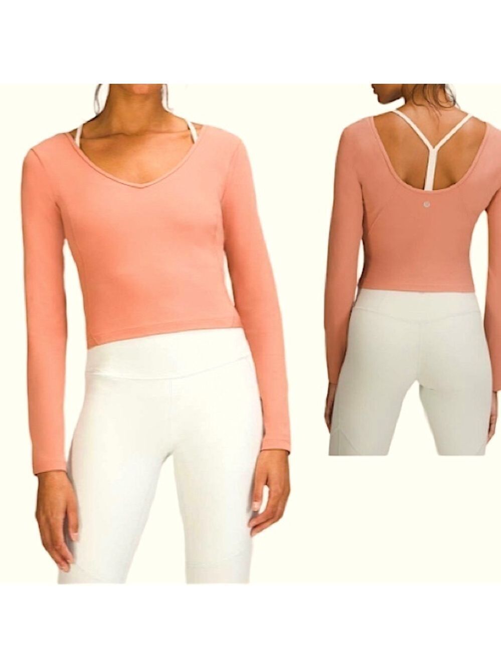 Lululemon Align Long Sleeve Cropped Shirt 2021 Pink Savannah Sz 8 Run Yoga Dance